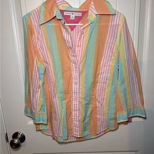 Tommy Hilfiger Striped Button-Up Shirt size 8 100% cotton